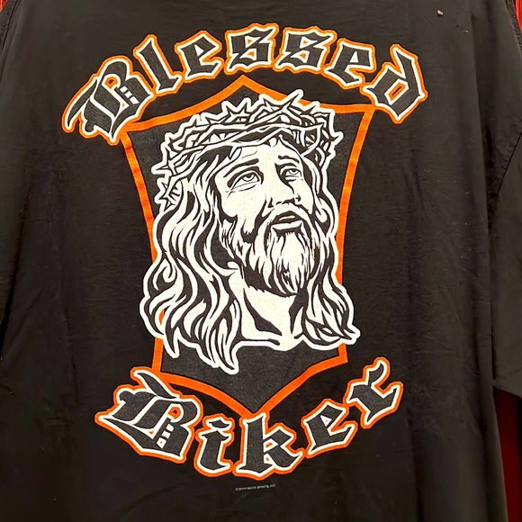 HE IS FREEDOM BLESSED BIKER JESUS TEE SHIRT - Picture 4 of 7